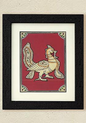 Goldtoned Peacock Tanjore Painting Divine Elegance