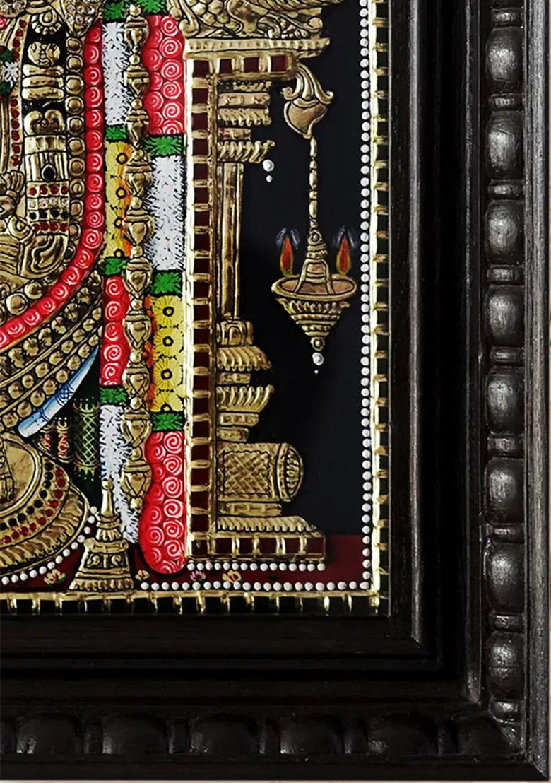 Ornamented Tirupati Balaji Tanjore Painting Divine Grandeur