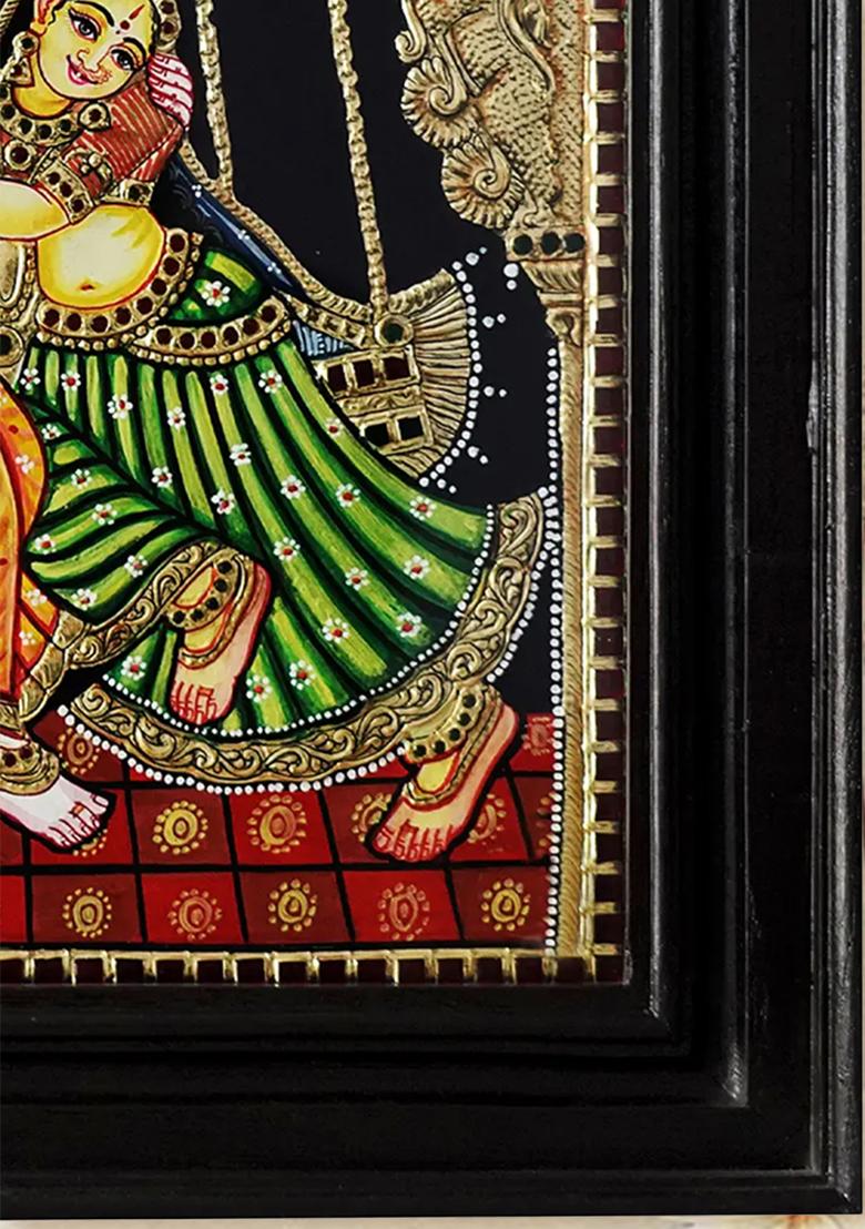 Radha Krishna On Swingframed Tanjore Painting Divine Love