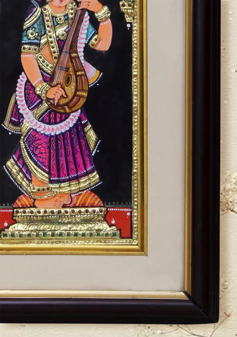 Tanjore Painting Of Lady With Veena With Divine Grace