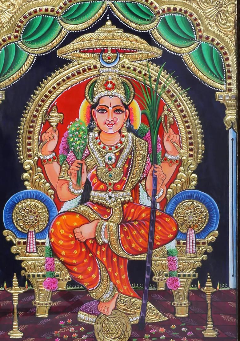 Goddess Rajarajeshwari Tanjore Painting Thanjavur Work