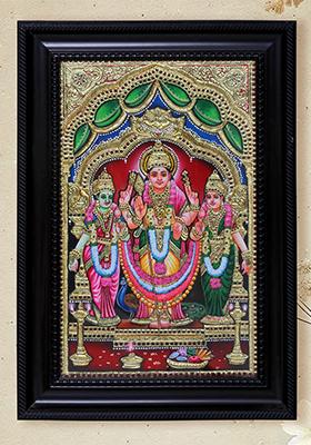 Lord Murugan With Valli And Devasena Tanjore Painting Thanjavur