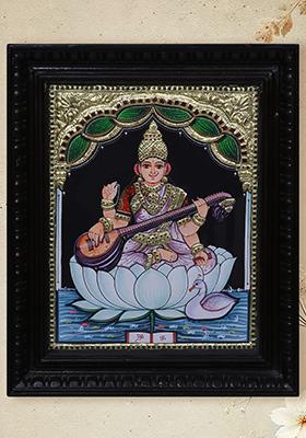 Goddess Saraswati Tanjore Painting