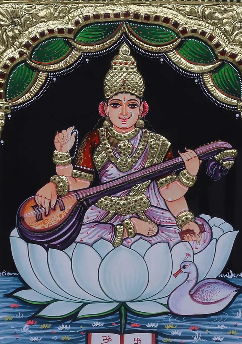 Goddess Saraswati Tanjore Painting