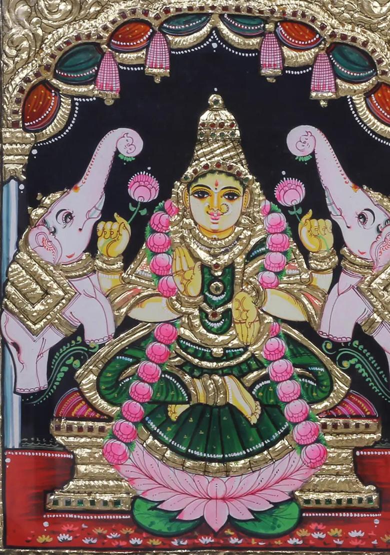 Goddess Gajalakshmi Tanjore Painting Thanjavur