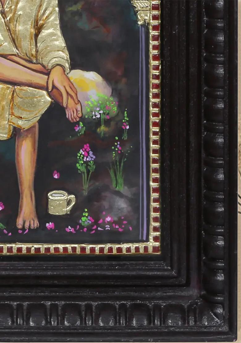 Sitting Sai Baba Tanjore Painting Work