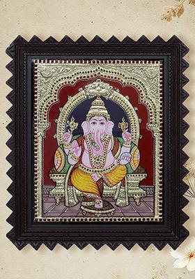 Lord Vinayak Tanjore Painting Work
