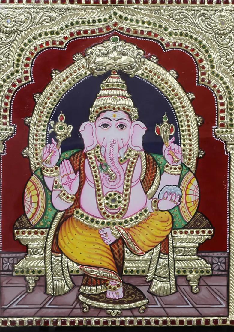 Lord Vinayak Tanjore Painting Work