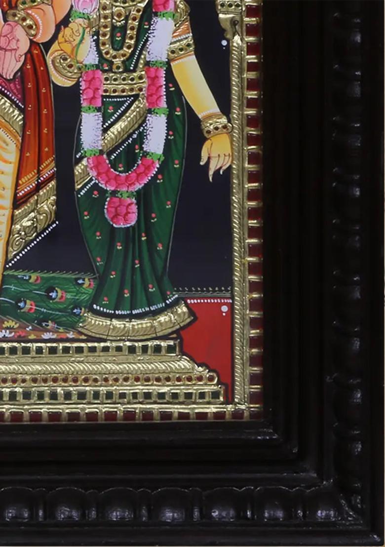 Lord Murugan Tanjore Painting With Devsena Valli
