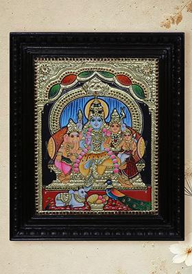 Lord Shiva Family Tanjore Painting