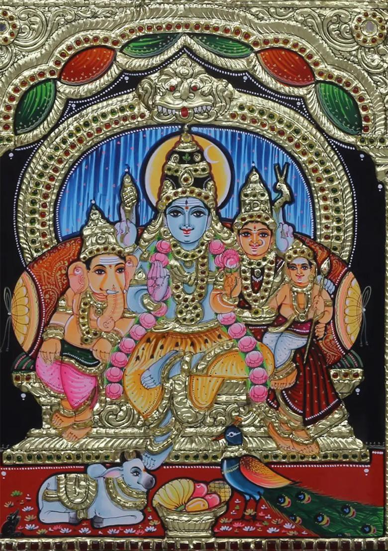 Lord Shiva Family Tanjore Painting