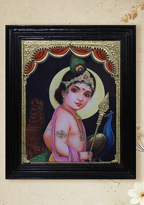 Lord Karttikeya Murugan Tanjore Painting