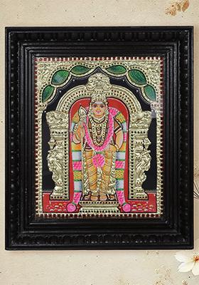 Lord Kartikeya Tanjore Painting Son Of Shiva Shakti Divine Art