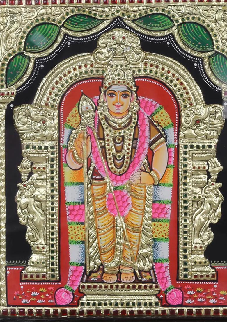 Lord Kartikeya Tanjore Painting Son Of Shiva Shakti Divine Art