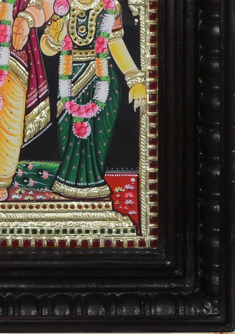 Lord Murugan With Devsena Valli Tanjore Painting South Indian Art