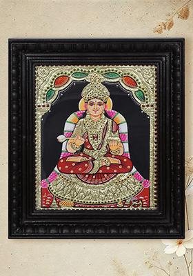 Devi Annapoorna Tanjore Painting Goddess Of Nourishment Abundance