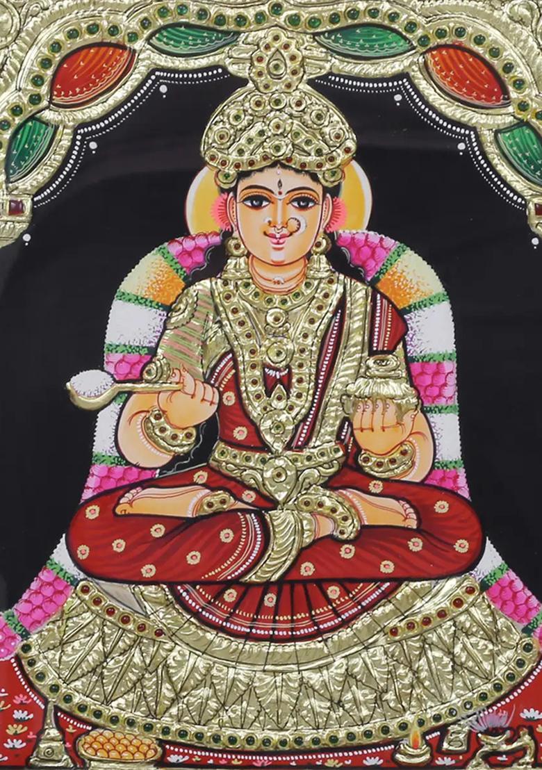 Devi Annapoorna Tanjore Painting Goddess Of Nourishment Abundance