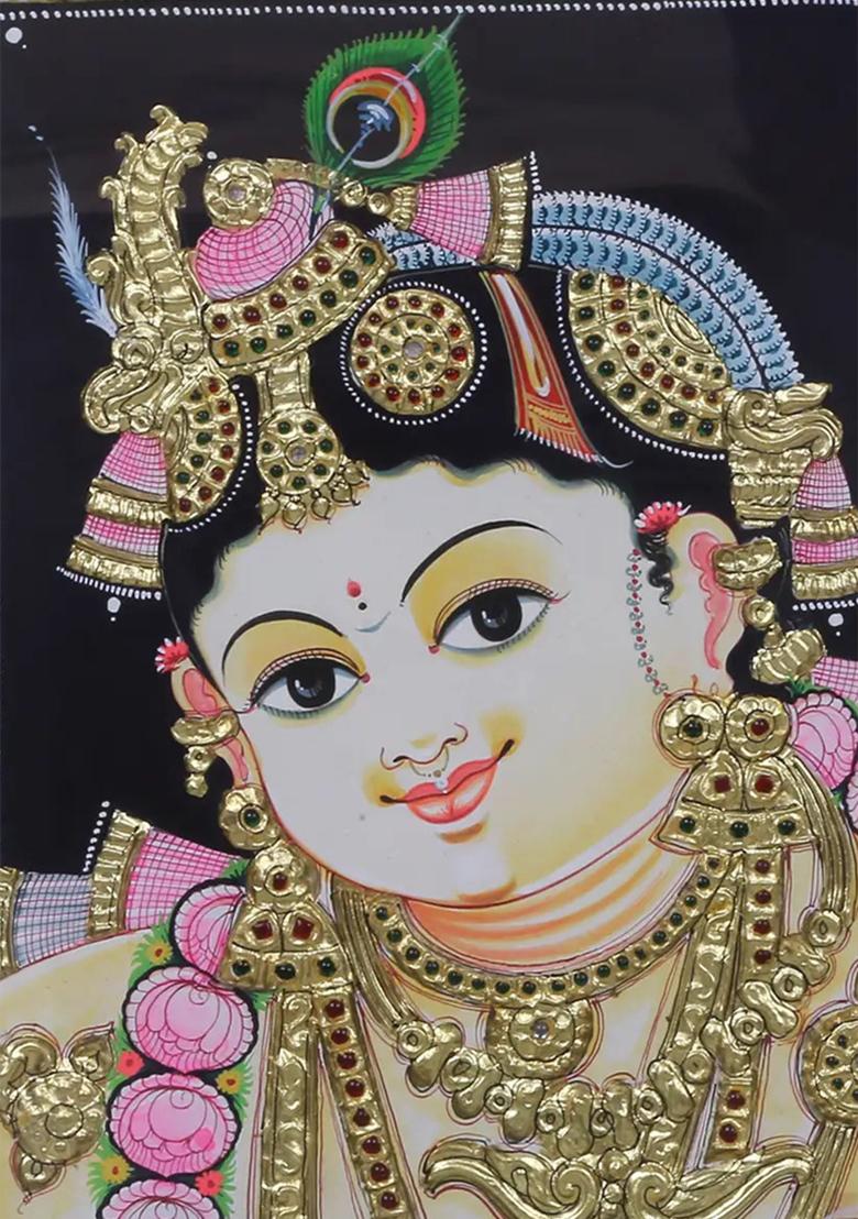 Bal Krishna Tanjore Painting Divine Baby Krishna