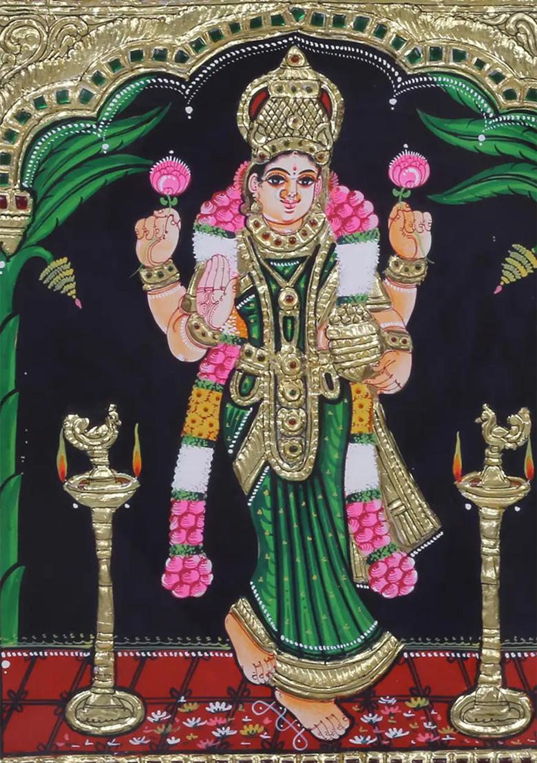 Goddess Vastu Lakshmi Tanjore Painting Divine Blessings