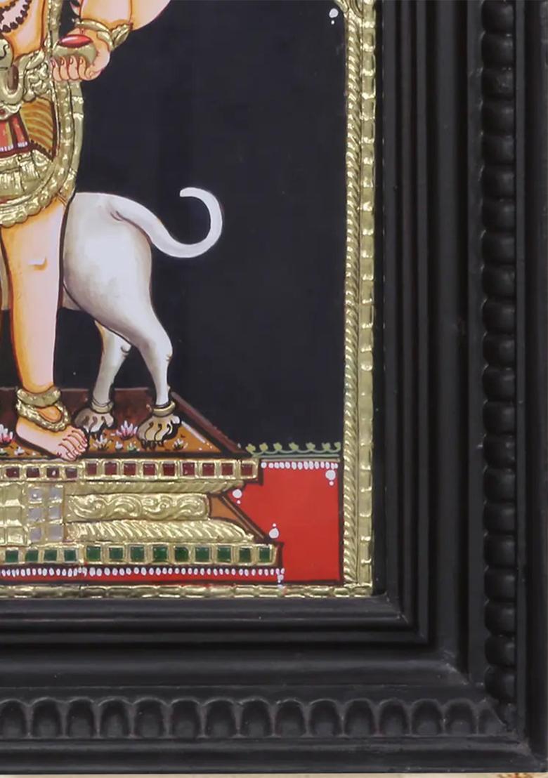 Tanjore Painting Of Lord Bhairava With His Divine Dog