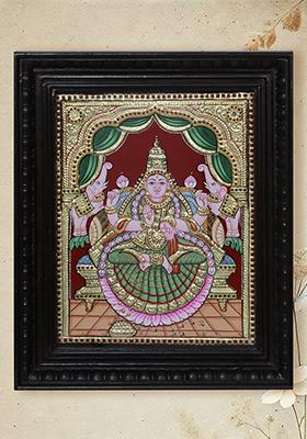Goddess Gajalakshmi Tanjore Painting Symbol Of Prosperity Divine Blessings