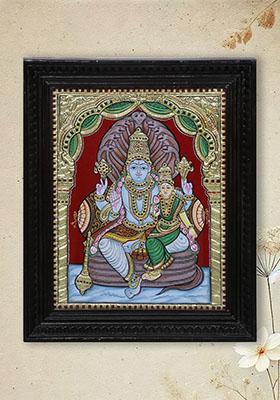 Shri Hari Narayan And Devi Lakshmi Tanjore Painting Divine Blessings Prosperity