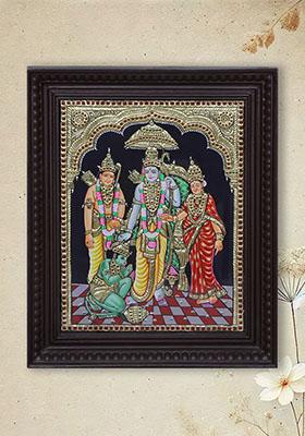 Ram Sita Lakshman With Hanuman Tanjore Painting