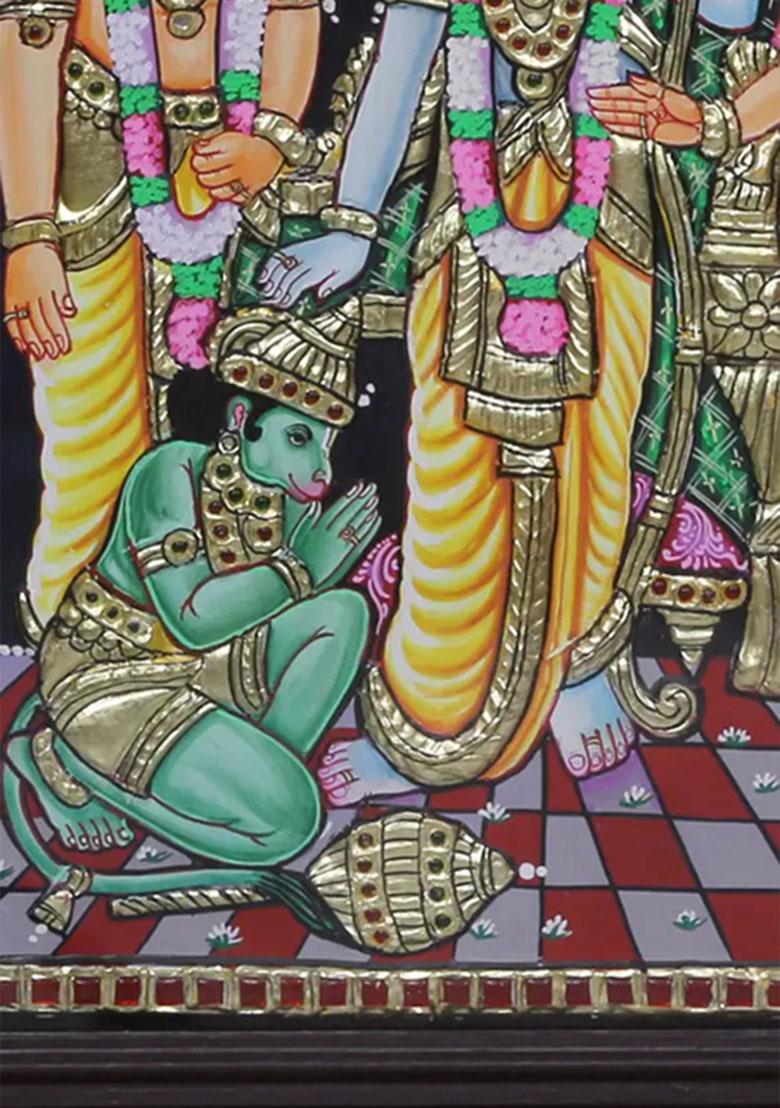 Ram Sita Lakshman With Hanuman Tanjore Painting
