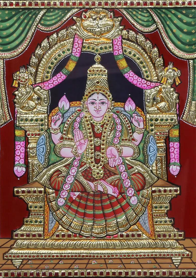 Goddess Lakshmi Tanjore Painting Symbol Of Prosperity Abundance