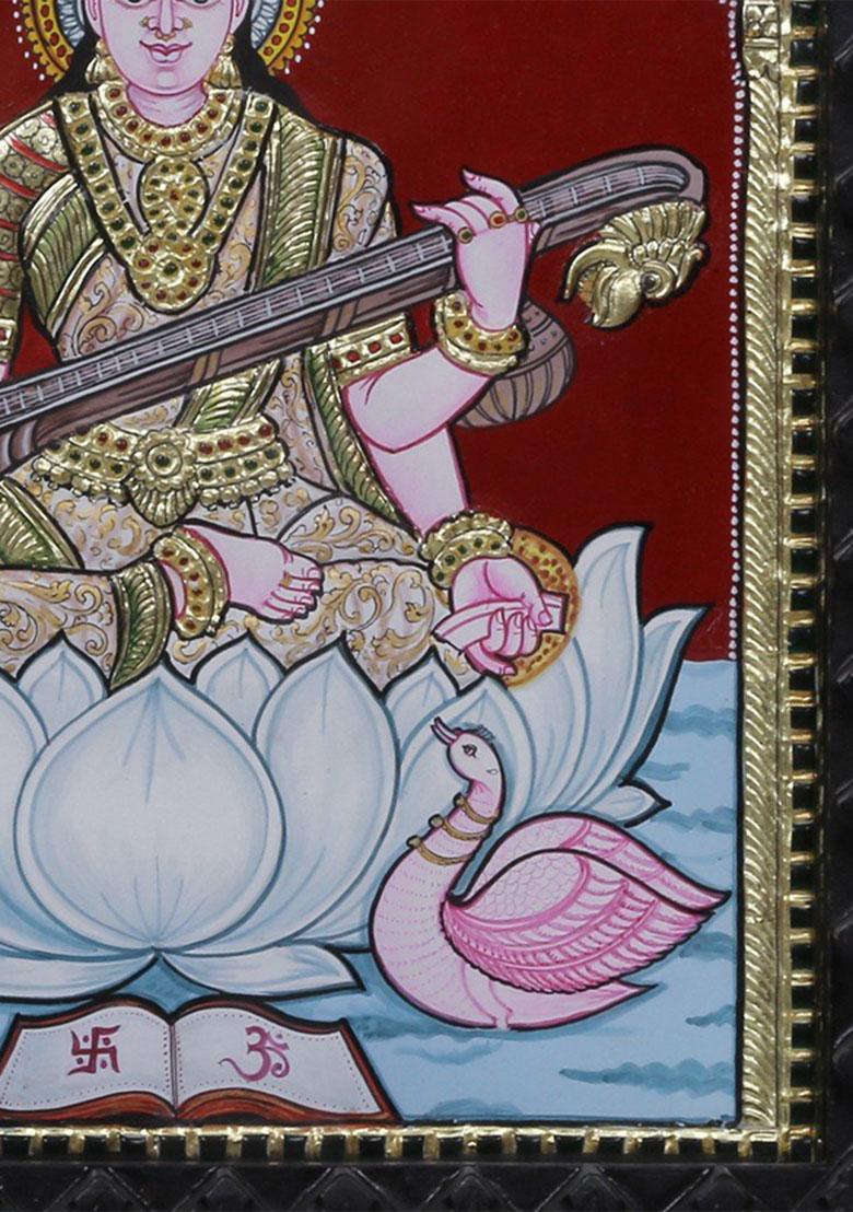 Goddess Saraswati Tanjore Painting