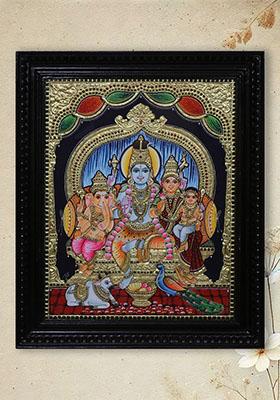 Lord Shiva Family Tanjore Painting
