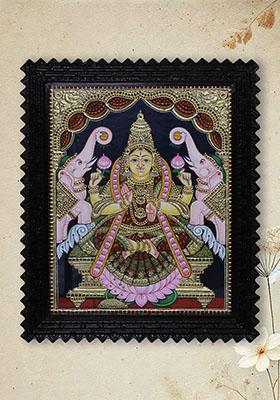 Goddess Gajalakshmi Tanjore Painting