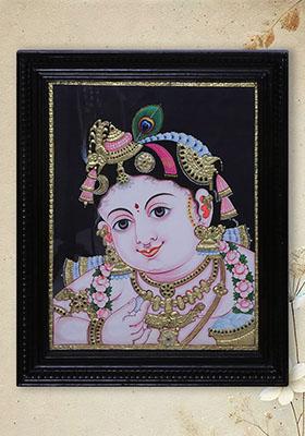 Shree Krishna Face Tanjore Painting