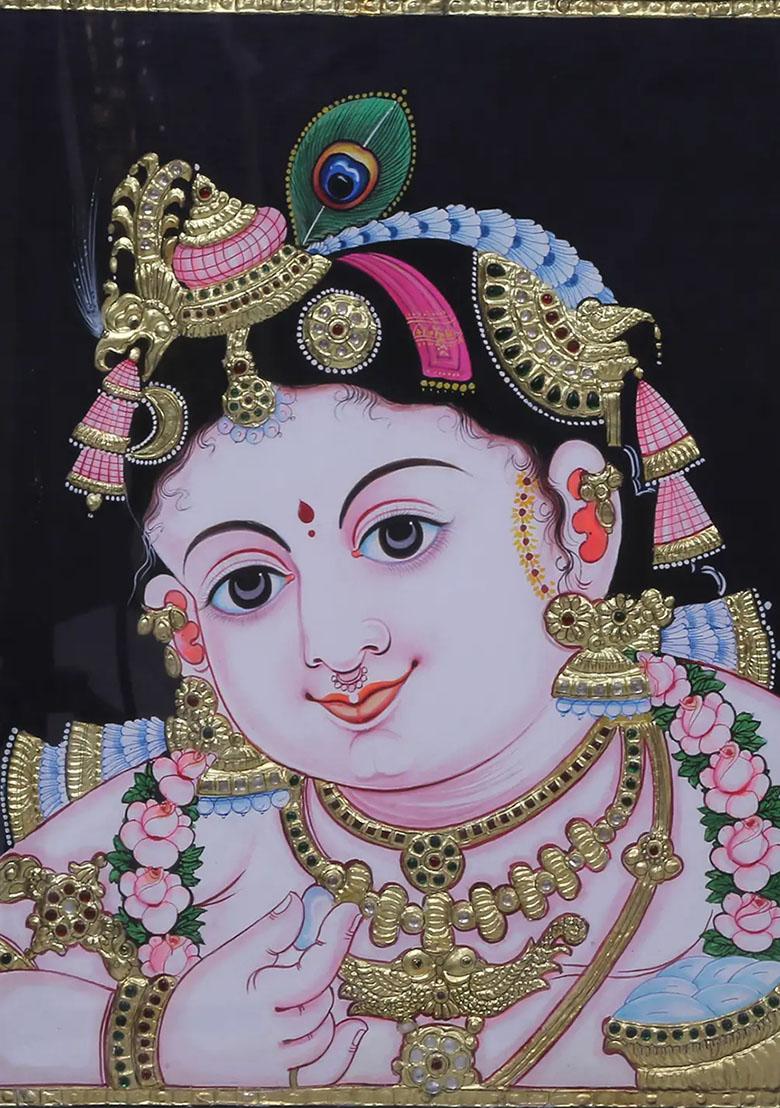Shree Krishna Face Tanjore Painting