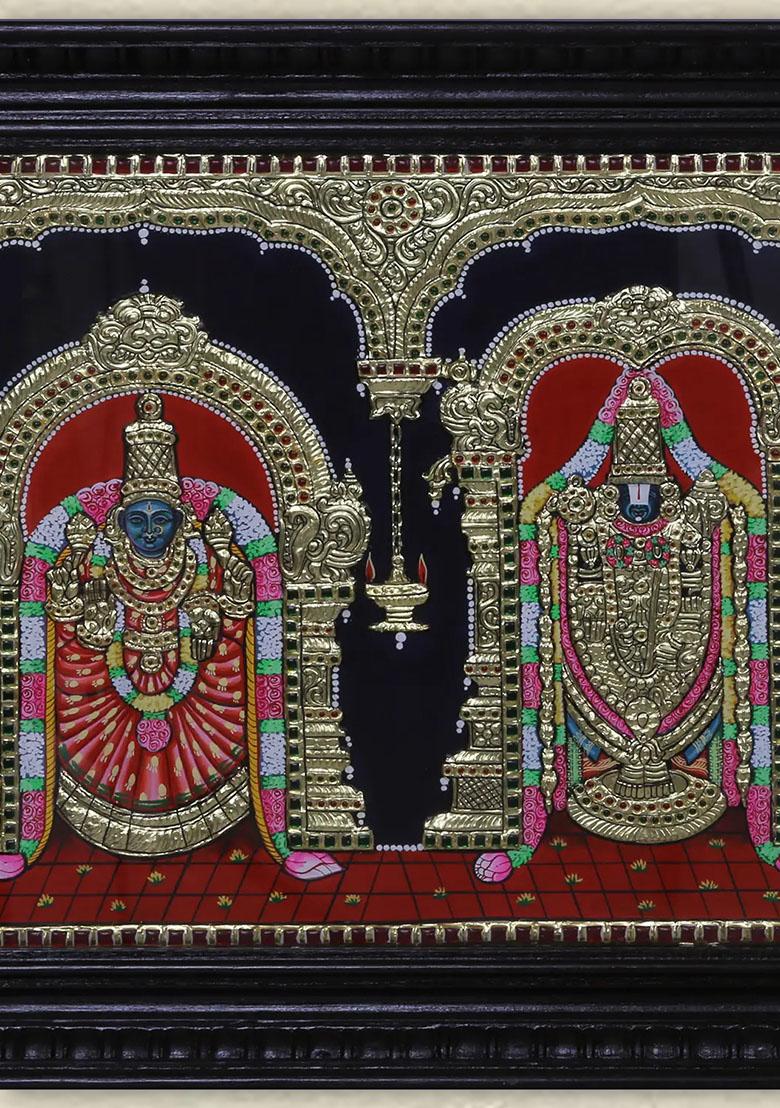 Tirupati Balaji Padmavathi Thayar Tanjore Painting
