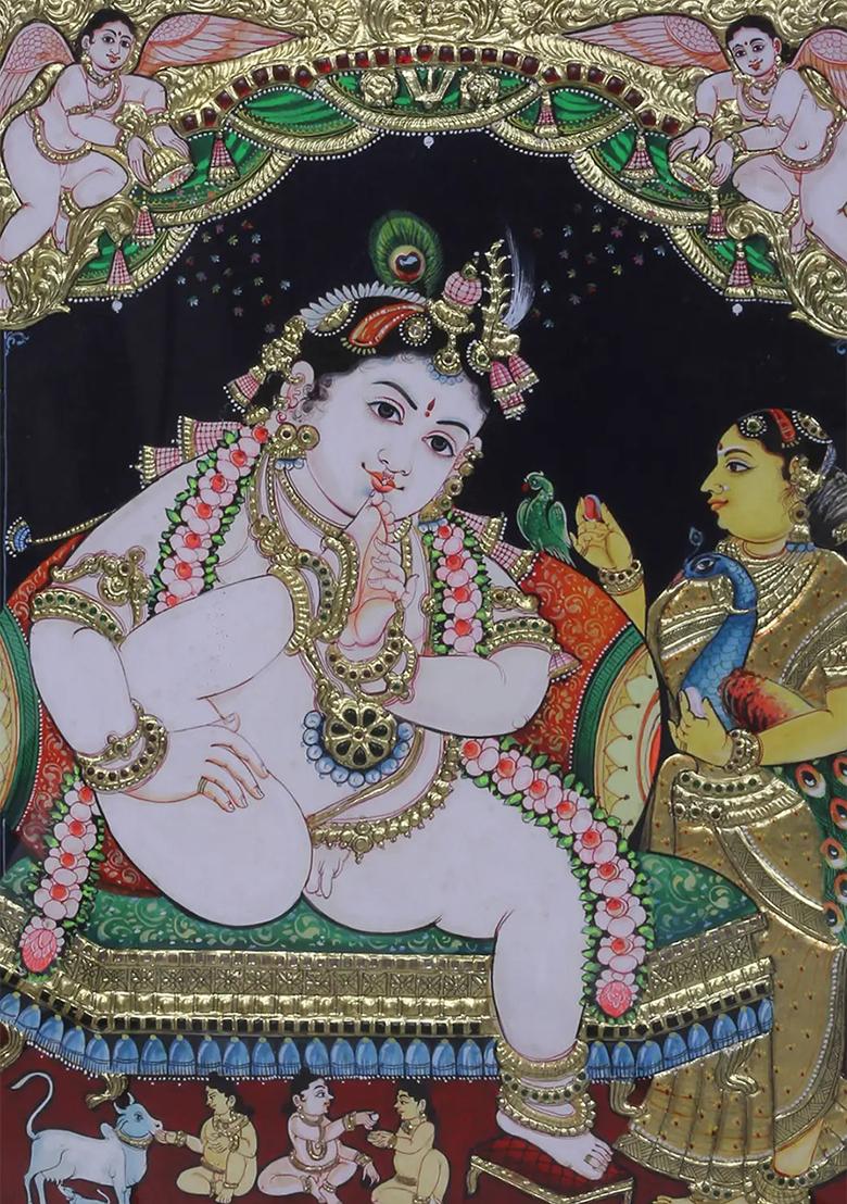 Lord Bala Krishna Tanjore Painting