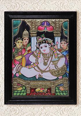 Lord Butter Krishna Tanjore Painting