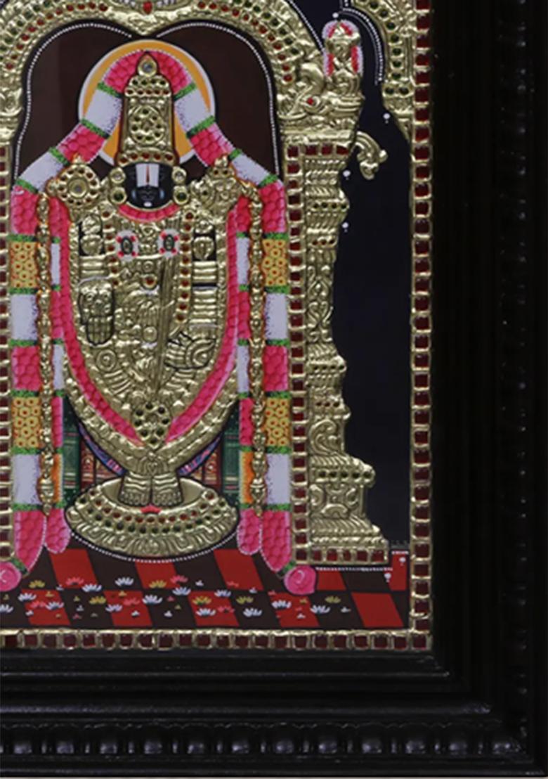 Lord Balaji With Goddess Padmavathi Tanjore Painting