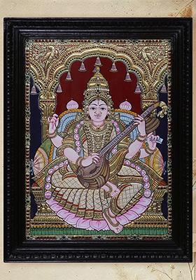 Goddess Saraswati Tanjore Painting