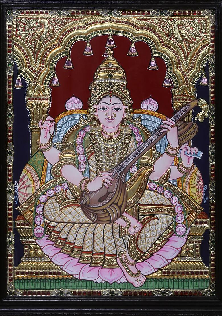 Goddess Saraswati Tanjore Painting