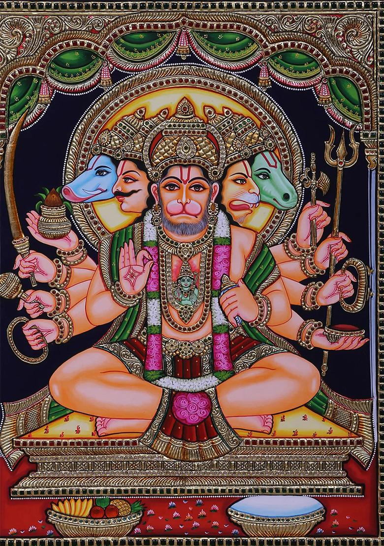 Panchmukhi Hanuman Tanjore Painting