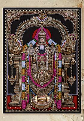 Lord Tirupati Balaji Tanjore Painting 24K Gold