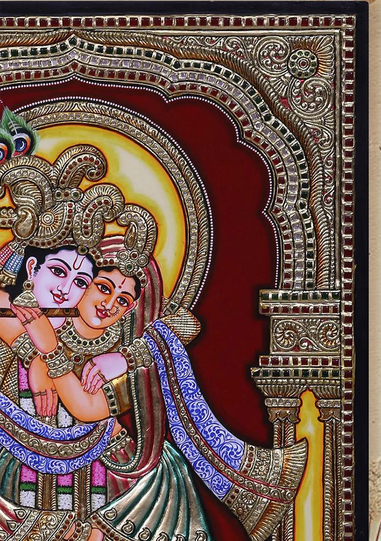 Radha Krishna Love Tanjore Painting 24K Gold