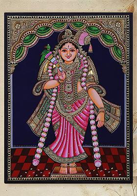 Goddess Andal Tanjore Painting