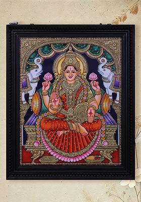 Goddess Gajalakshmi Tanjore Painting