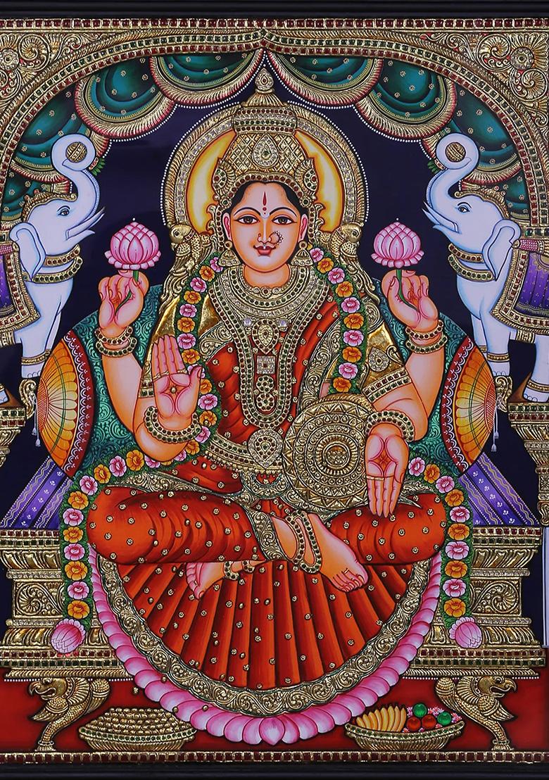 Goddess Gajalakshmi Tanjore Painting
