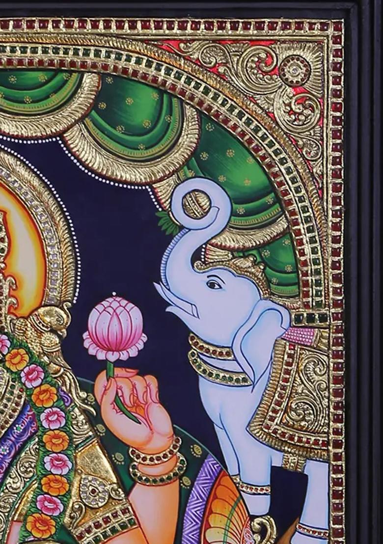 Devi Gajalakshmi Tanjore Painting 24K Gold