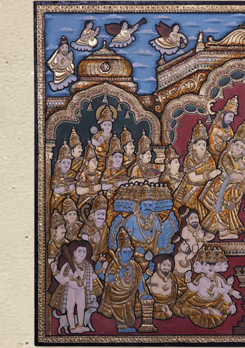 Goddess Meenakshi Kalyanam Tanjore Painting