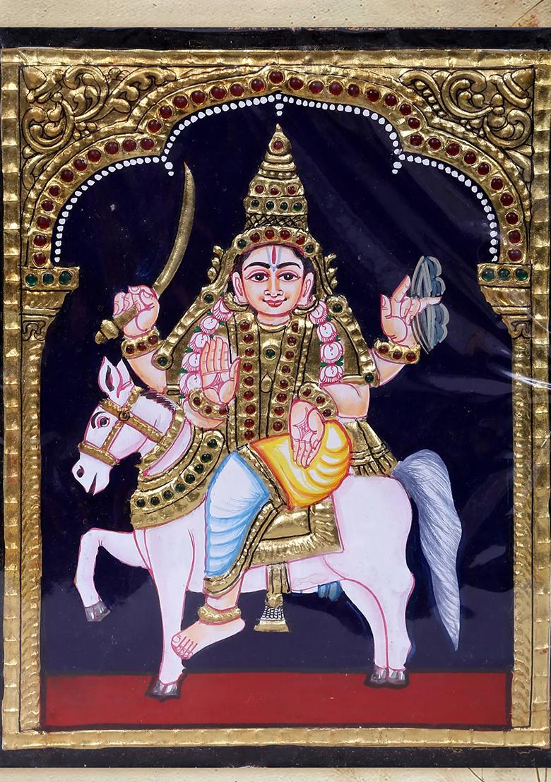 Kalki Avatar Of Lord Vishnu Tanjor Painting
