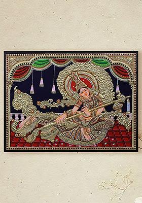 Goddess Saraswati Tanjore Painting